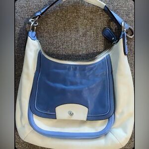Blue And White Leather Coach Bag